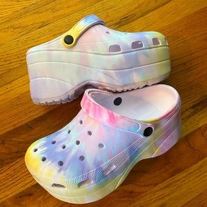 Tie Dye Platform Crocs